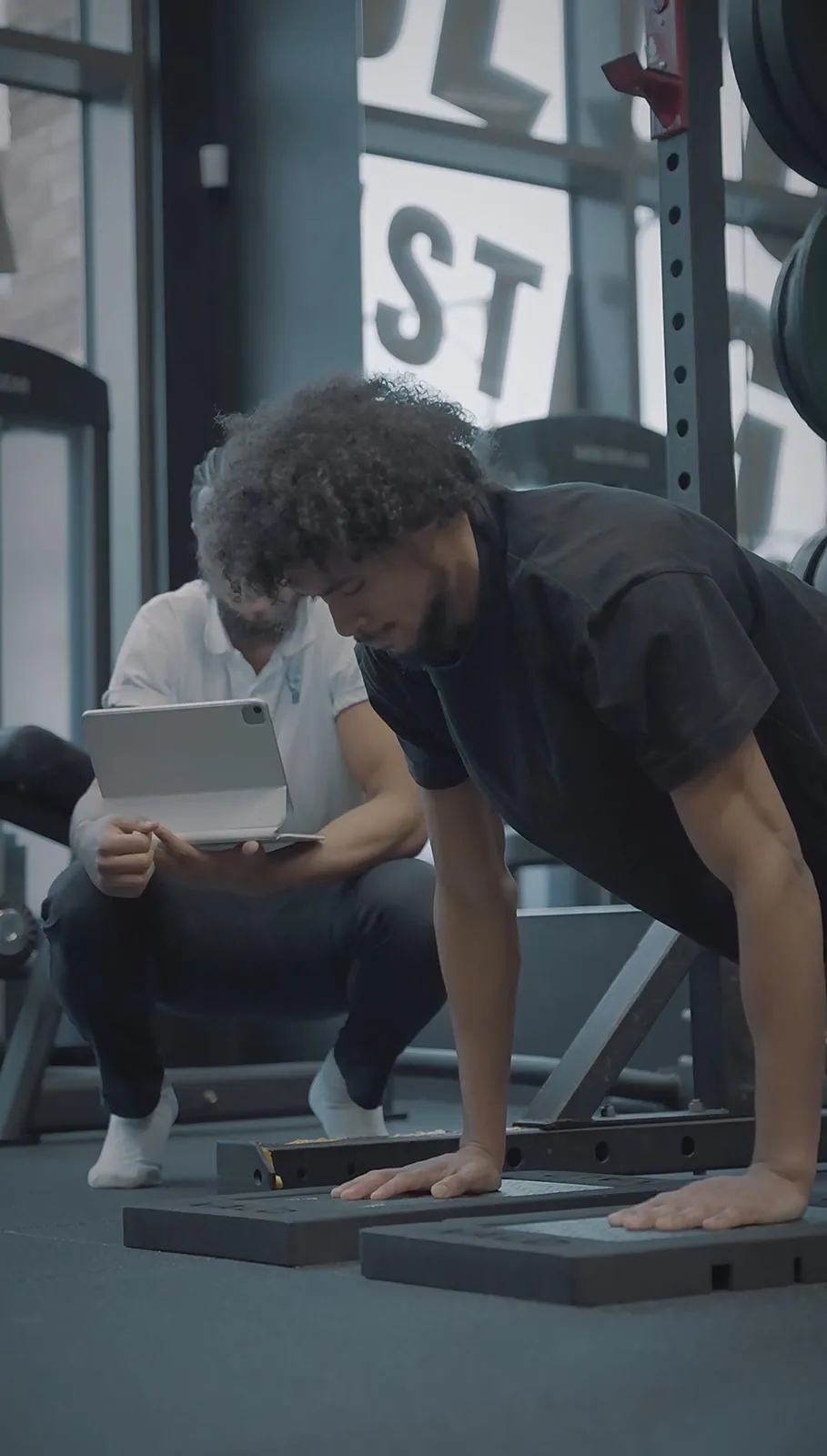Athlete performing a push-up test on ForceDeck force plates